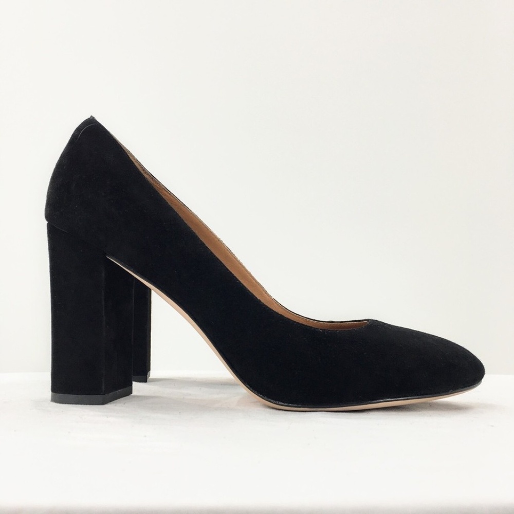 J McLaughlin Pumps Black Suede Block Heel Mila Shoes Sz 10